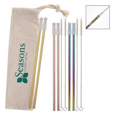 2- Pack Park Avenue Stainless Straw Kit with Cotton Pouch-1