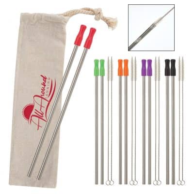 2-Pack Stainless Straw Kit With Cotton Pouch-1