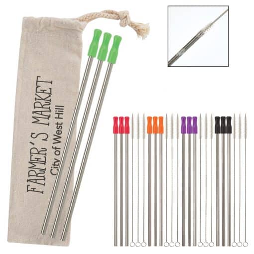 3-Pack Stainless Straw Kit with Cotton Pouch-1