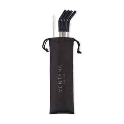 Aviana™ Poppy 4-Pack Stainless Straw Set - Black