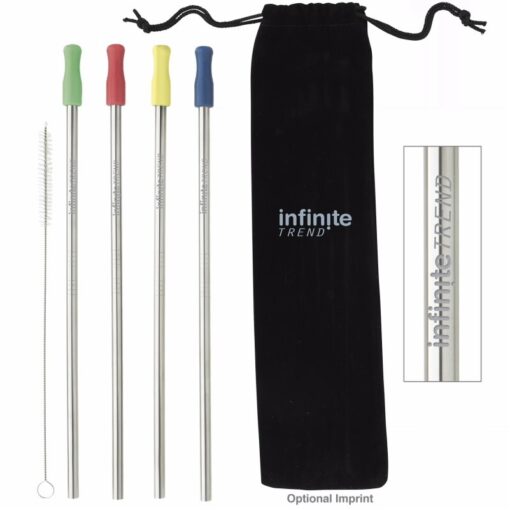 4 Metal Straws in Pouch