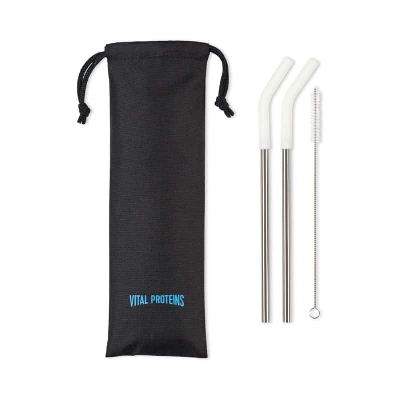 Custom Aviana™ Poppy 2-Pack Stainless Straw Set - White - 2