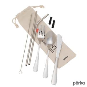 Custom Perka Castellana 6-Piece Steel Straw & Utensil Set