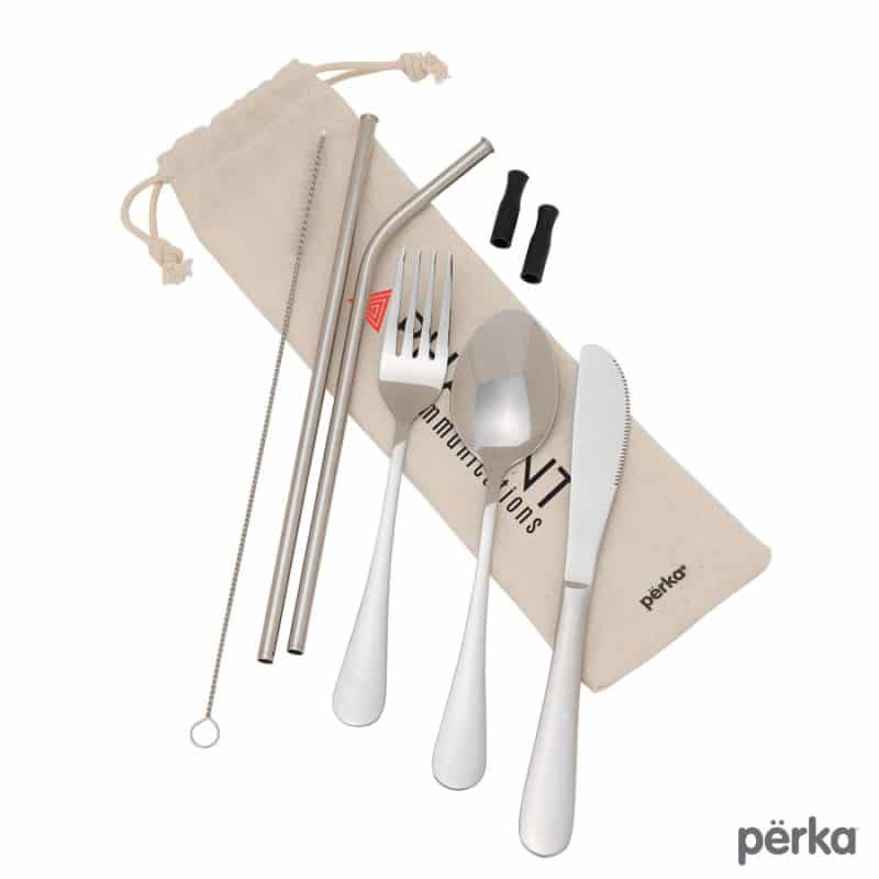 Custom Perka Castellana 6-Piece Steel Straw & Utensil Set