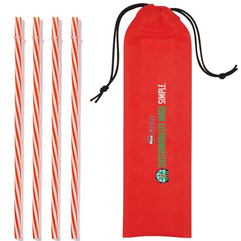 Custom Reusable Straws in Full Color Drawstring Pouch - 2