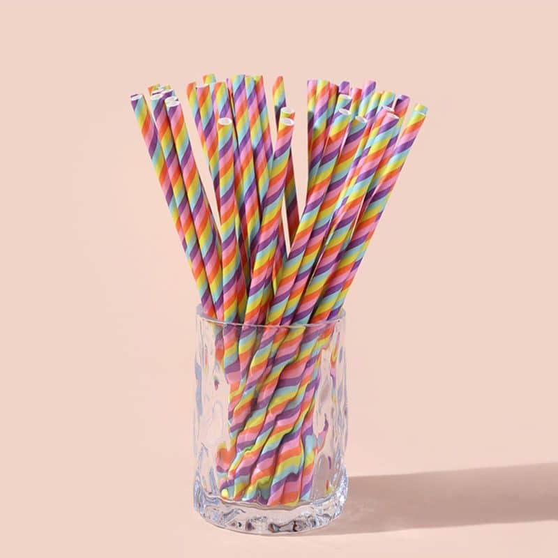 Custom Rainbow Paper Straw 25-Pack