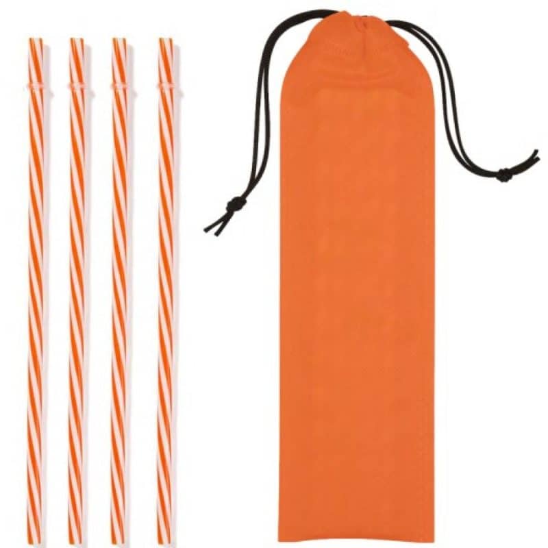 Custom Reusable Straws in Full Color Drawstring Pouch - 8