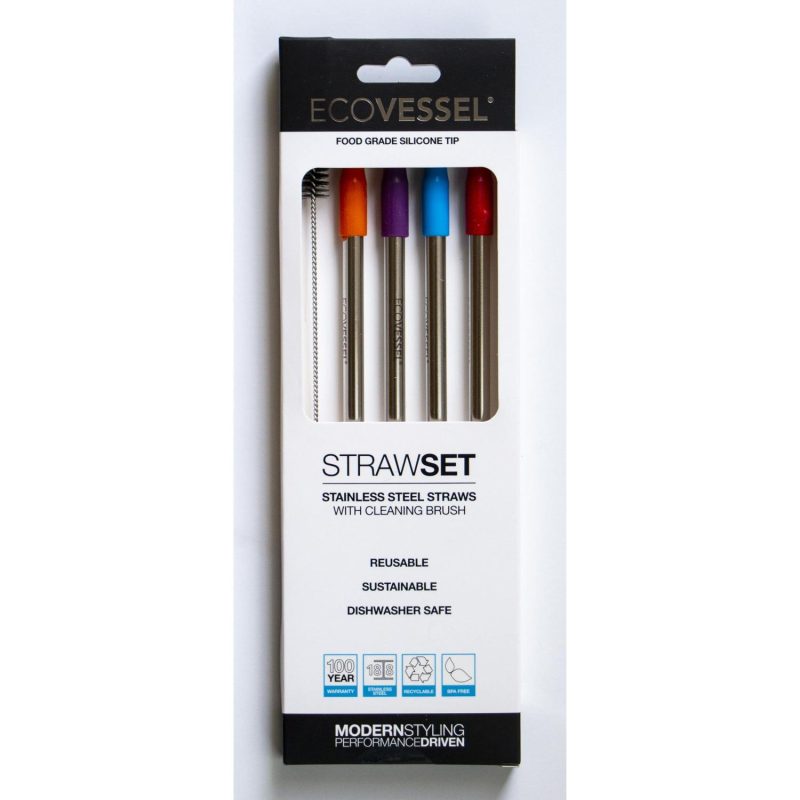 Custom EcoVessel Ss Steel Straw Set W/Straw Brush