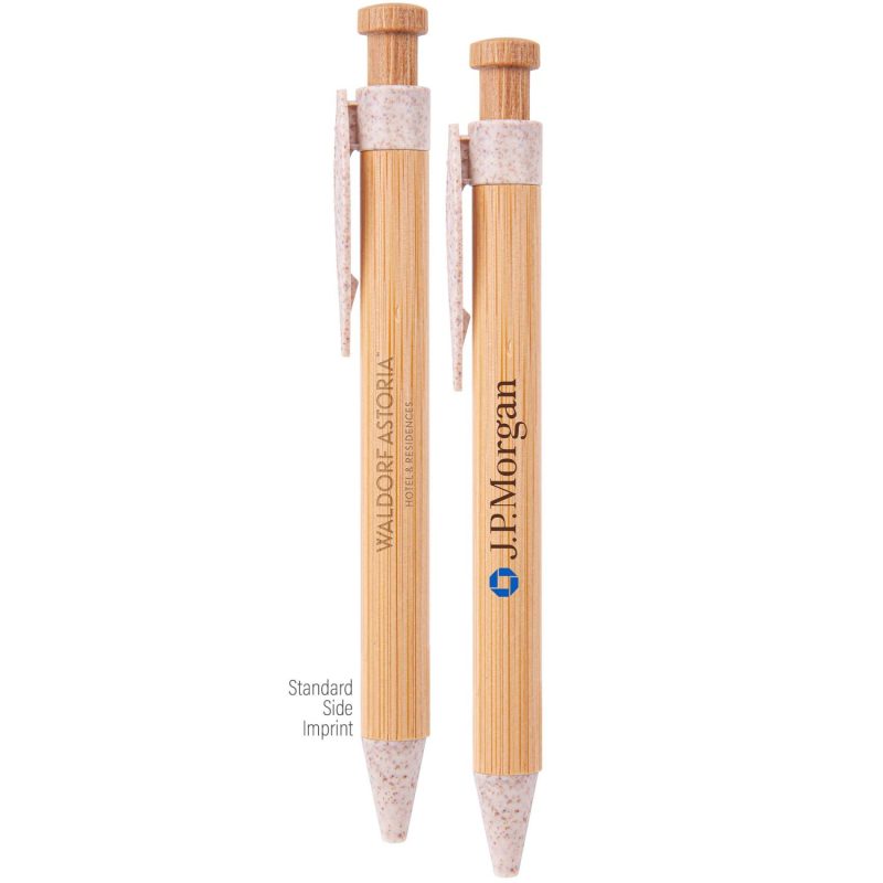 Custom The Camden Bamboo Retractable Wheat Straw Eco-Pen - 4