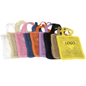 Custom Eco-Friendly Hand-Woven Bohemian Summer Paper Straw Tote Bag