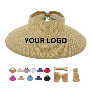 Custom Foldable Paper Straw Wide Brim Sun Visor