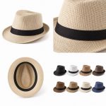 Custom Paper Straw Fedora With Woven Band - 1