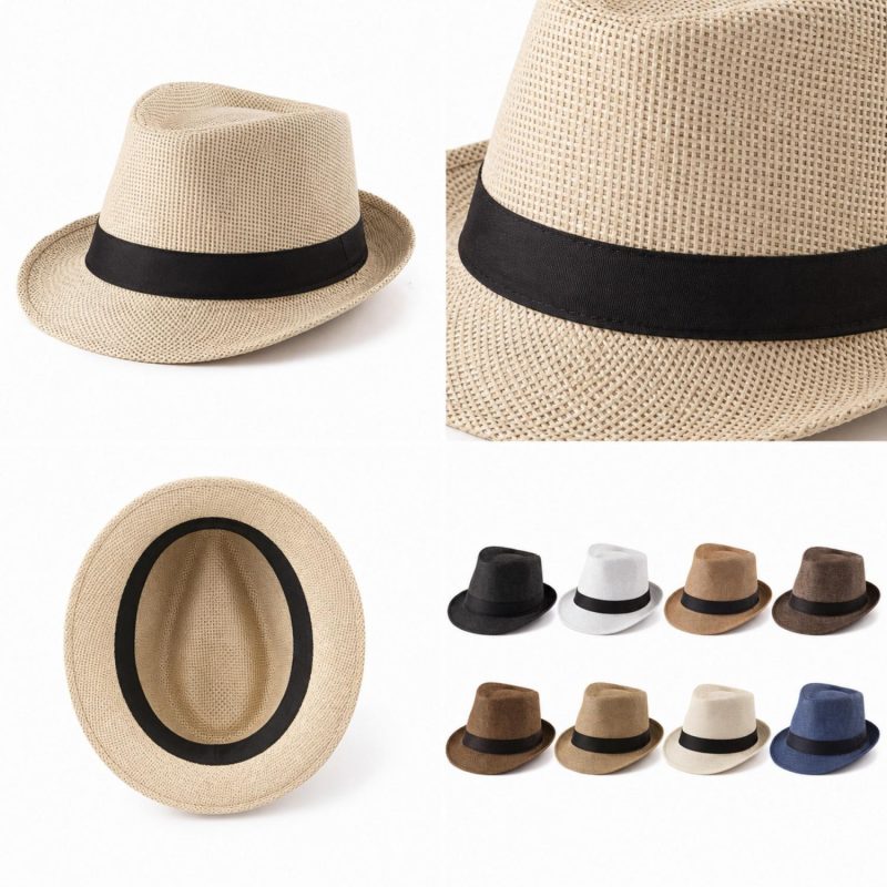 Custom Paper Straw Fedora With Woven Band - 1