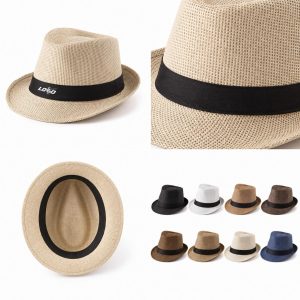 Custom Paper Straw Fedora With Woven Band