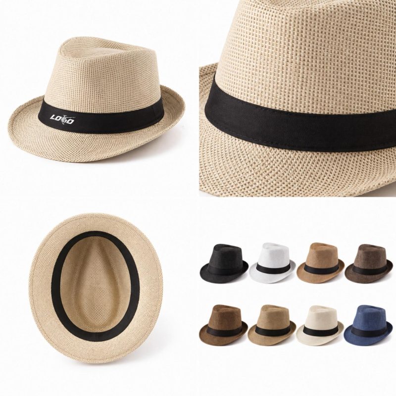 Paper-Straw-Fedora-With-Woven-Band-LUXCS0314 Custom Paper Straw Fedora With Woven Band