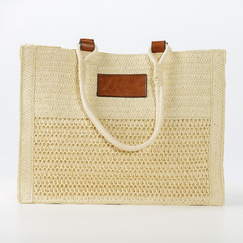 Custom Woven Straw Beach Tote - 1