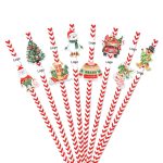 Custom 24Pcs Christmas Disposable Paper Straw Set