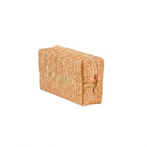 Custom Woven Straw Zippered Cosmetic Toiletry Bag